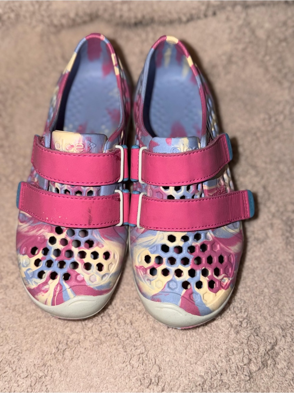 Kids Pink Marble Clog with Double Straps